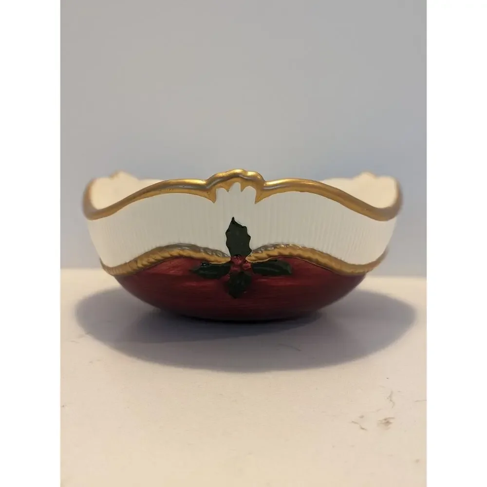 Fitz And Floyd Vintage 1989 Old Tyme Christmas Ceramic Bowl Holiday Home Decor